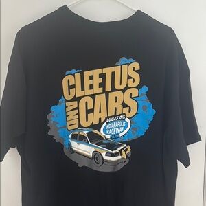 Black Graphic Tee with Car Design